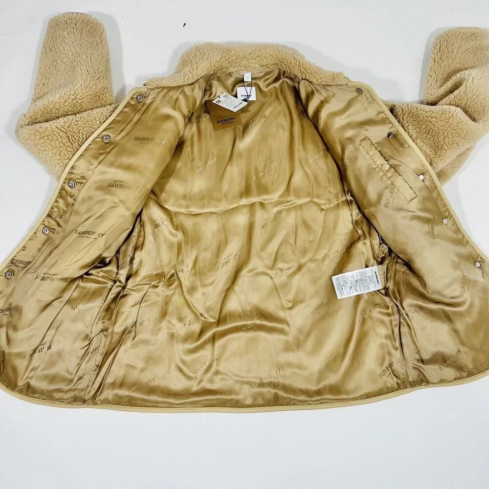 Burberry Kettlewell Size 8 Wool Cashmere Honey Teddy Fleece Jacket NWT $1,790
